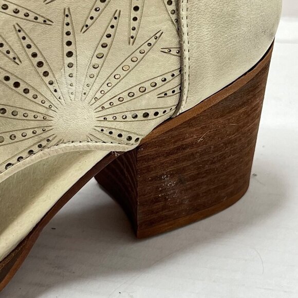 Veracruz Leather Perforated‎ Peeptoe Stacked Heel Ankle Bootie Tan Size 38/ 7.5 - Picture 6 of 11